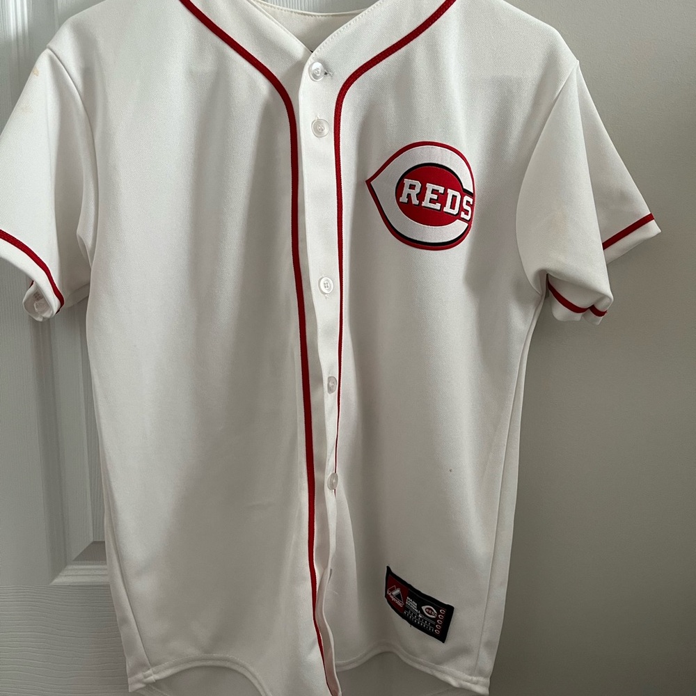 Majestic Reds Baseball Jersey - White and Red